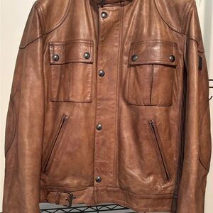 Belstaff Brown “Gangster” Motorcycle Style, Waxed Leather Jacket